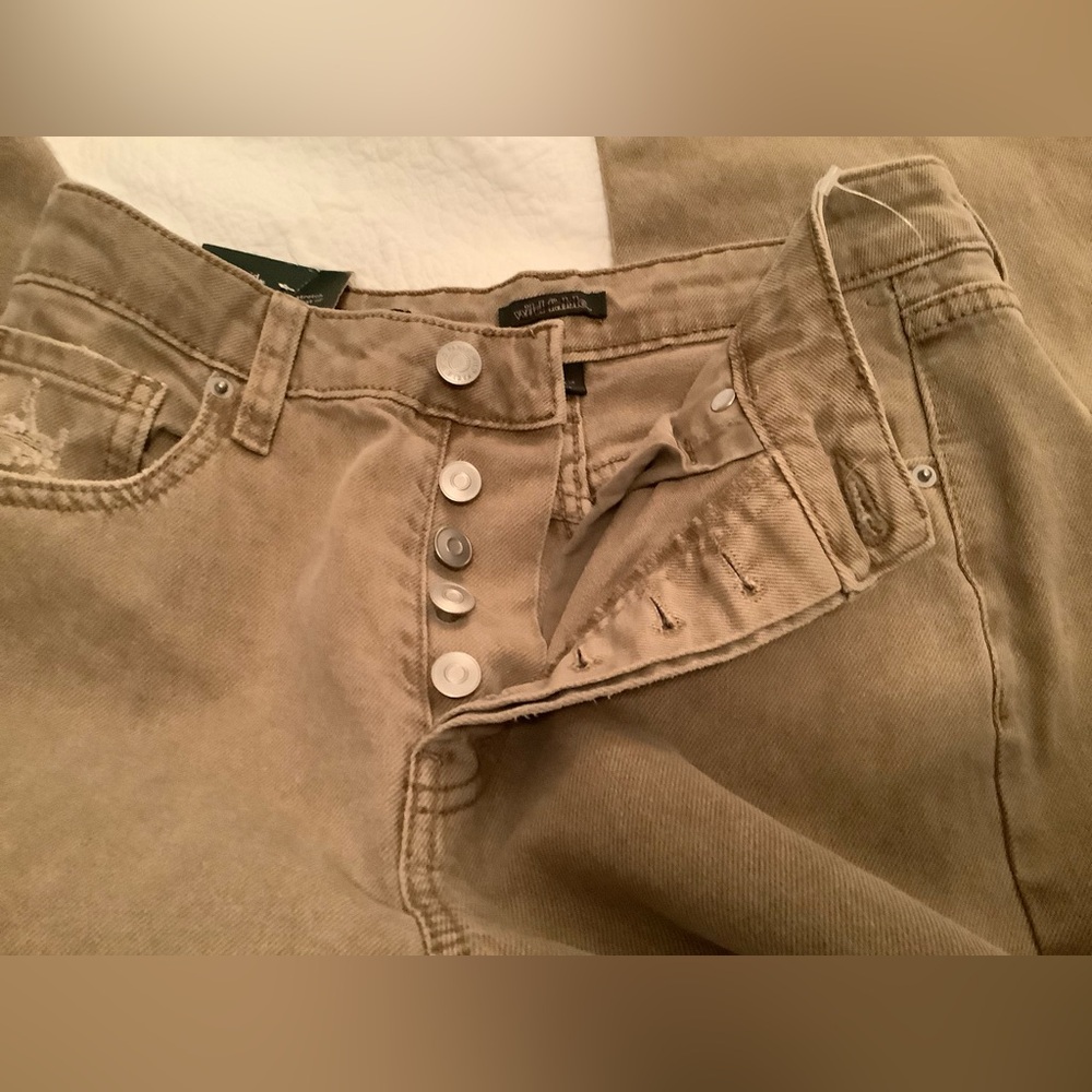 Wild Fable High Rise Straight Leg Distressed Tan Denim Jeans Size 0 NWT